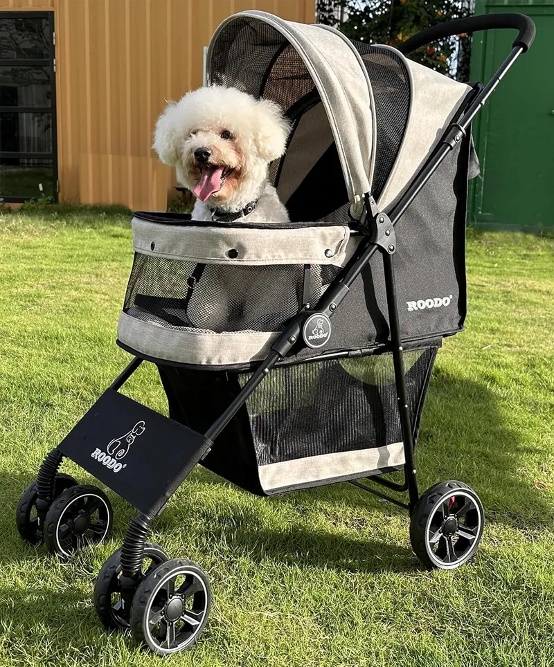 ROODO 4 Wheel Dog Cat Pet Stroller